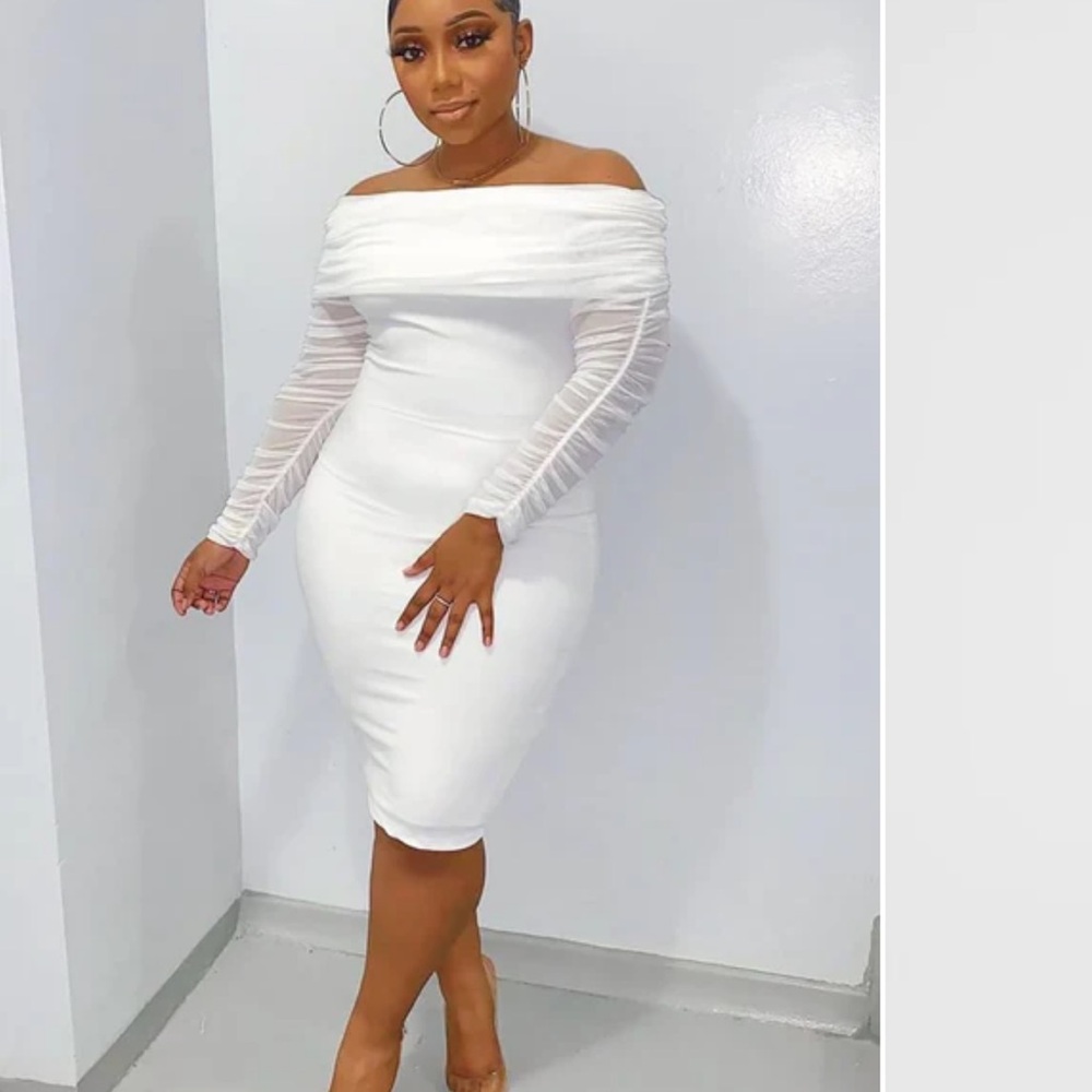 Fashion Nova Take Me On A Dinner Date Dress- Off White